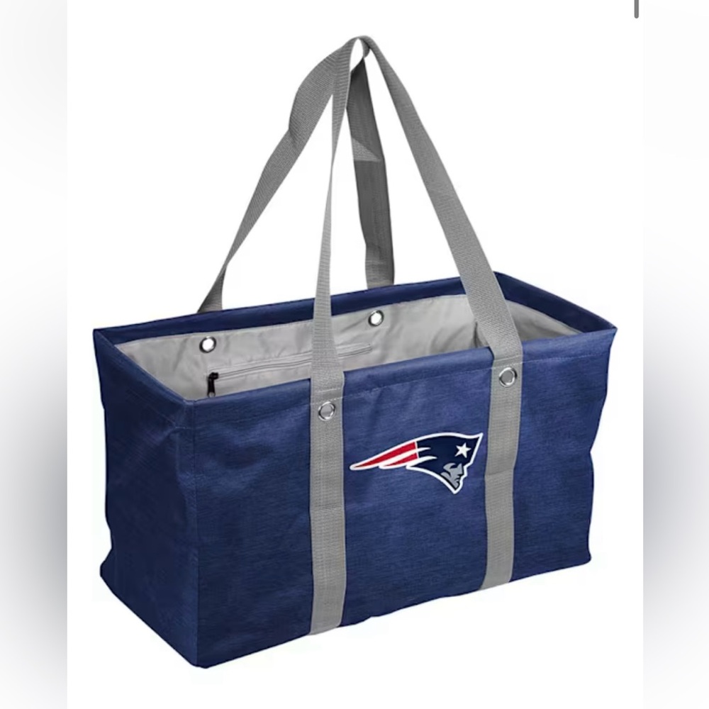 New England Patriots Picnic Caddy/ Tote Bag with Gray Straps
